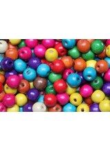 100-300 Mixed Large Hole Children's Round Wooden Craft Beads 14mm With New! Elastic & Guide Option ~ Ideal For Craft Activities & Parties